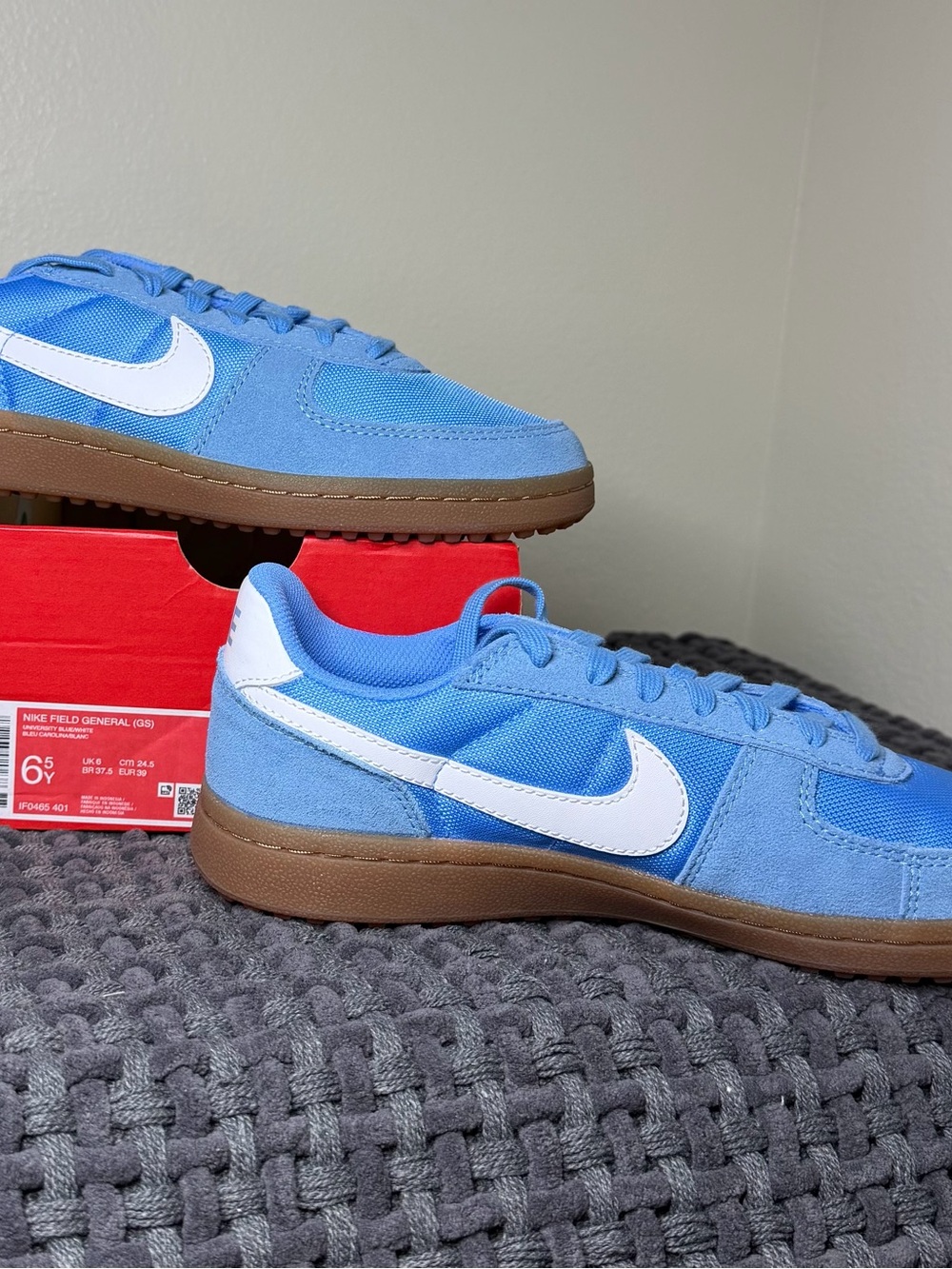 Nike Light Blue Suede & Mesh Sneakers with White Swoosh